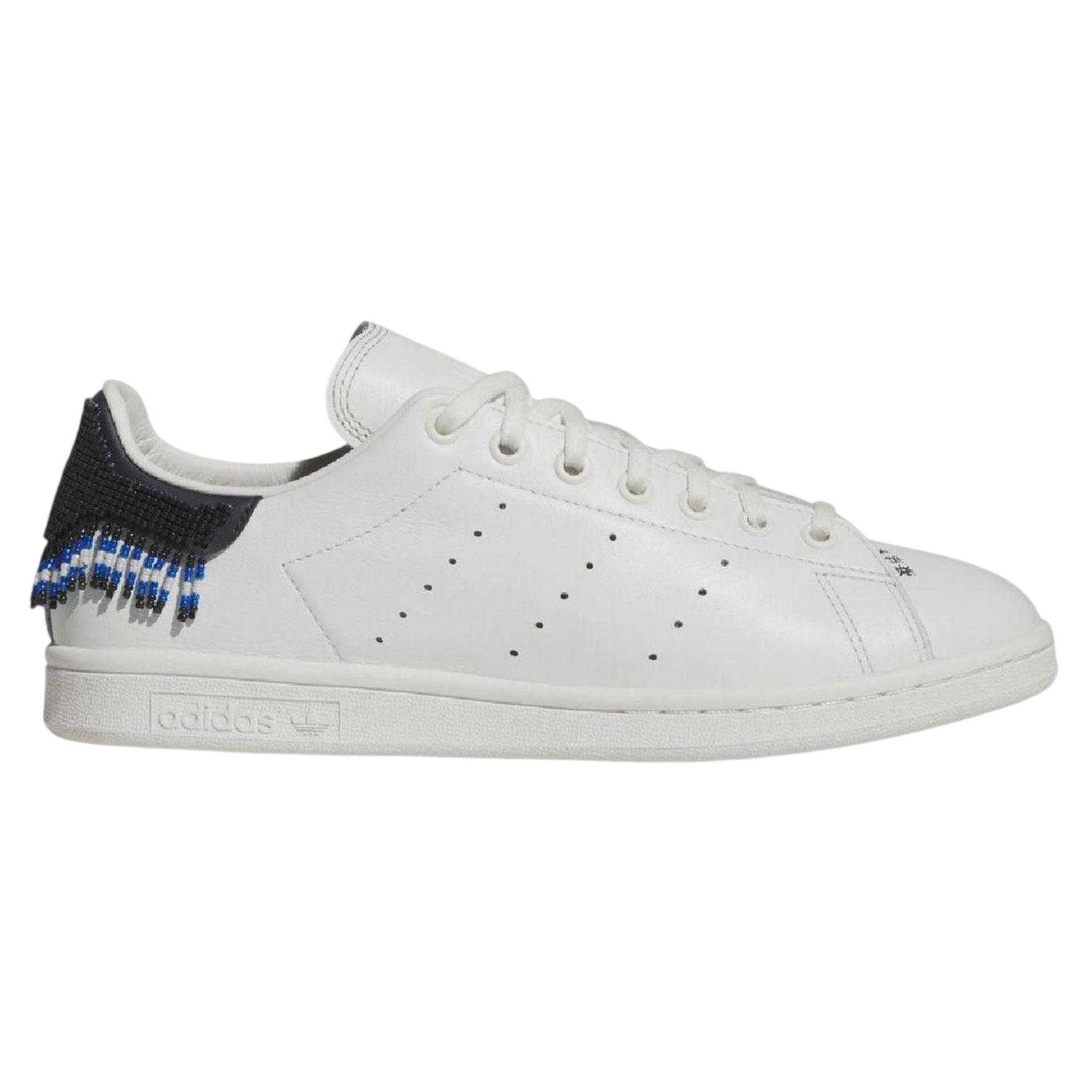 White - Front - Adidas Mens Stan Smith Beaded Leather Embellished Flat Trainers