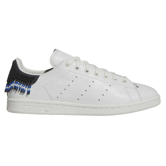 White - Front - Adidas Mens Stan Smith Beaded Leather Embellished Flat Trainers
