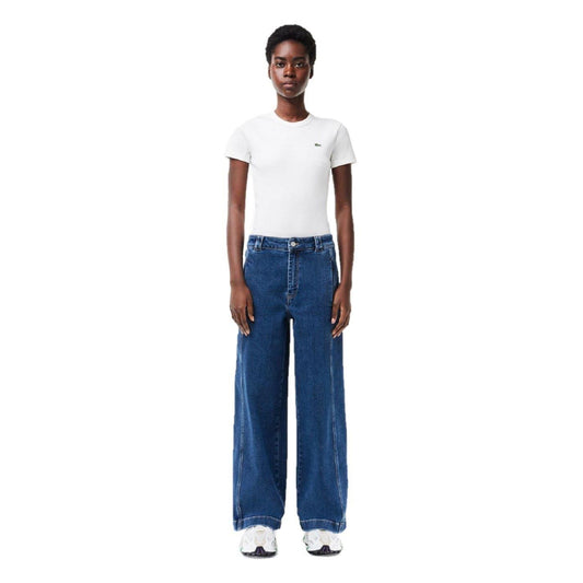 Medium Blue - Front - Lacoste Womens-Ladies Denim Relaxed Fit Jeans