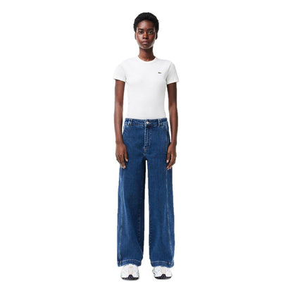 Medium Blue - Front - Lacoste Womens-Ladies Denim Relaxed Fit Jeans