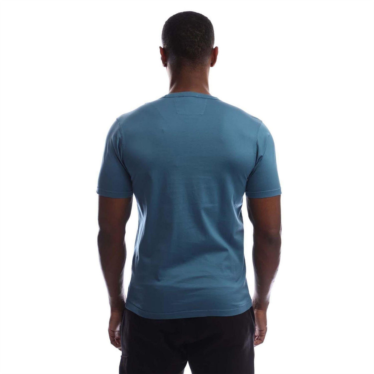Blue - Back - C.P. Company Mens Patch Mercerised Cotton Logo T-Shirt