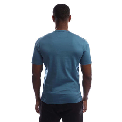 Blue - Back - C.P. Company Mens Patch Mercerised Cotton Logo T-Shirt