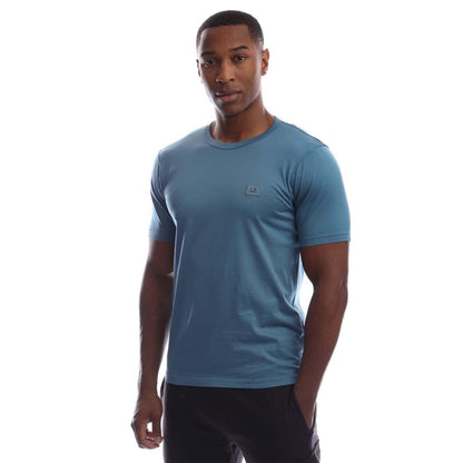 Blue - Front - C.P. Company Mens Patch Mercerised Cotton Logo T-Shirt
