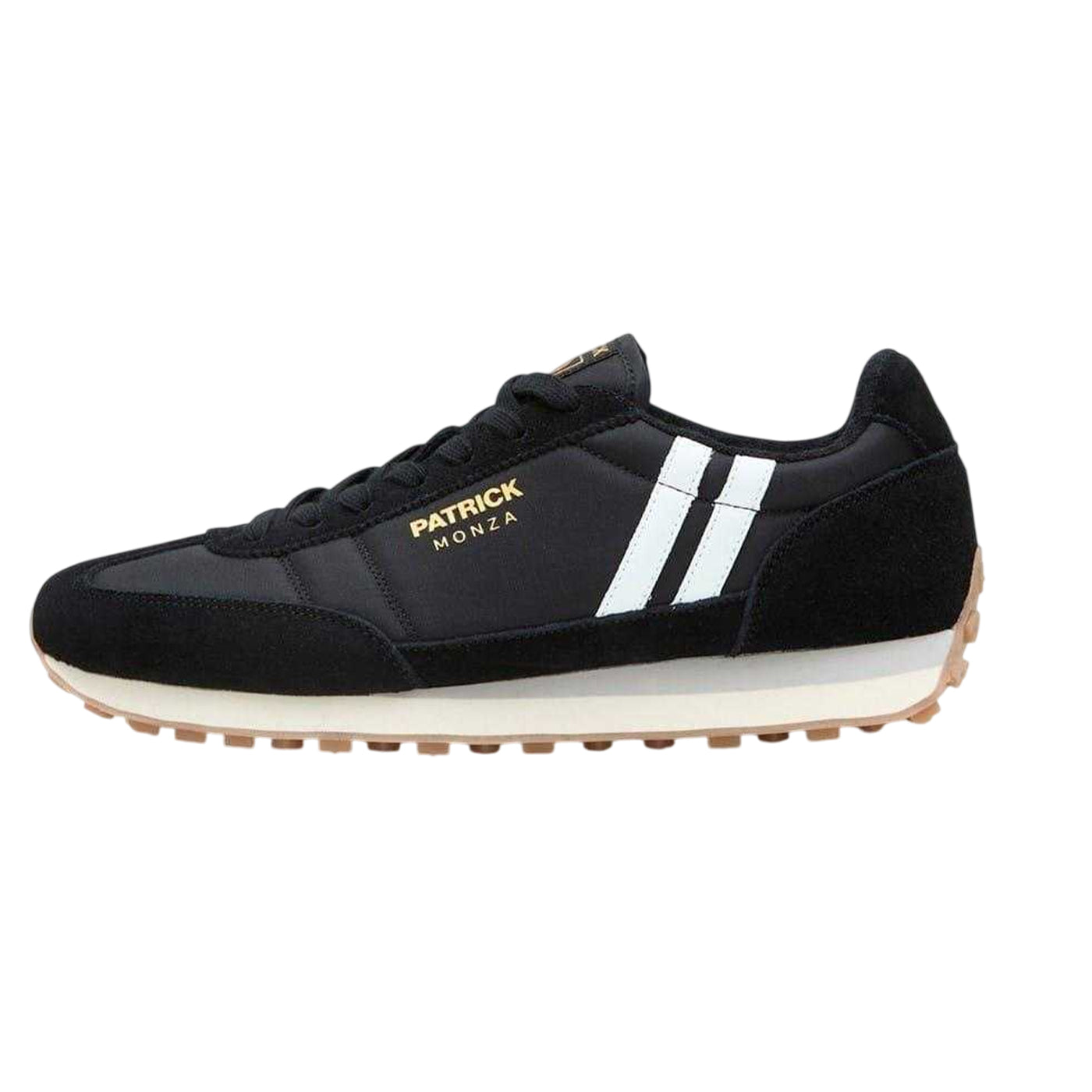 Black-White - Lifestyle - Patrick Mens Monza Double Stripe Suede Trainers