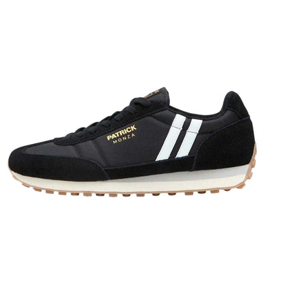 Black-White - Lifestyle - Patrick Mens Monza Double Stripe Suede Trainers
