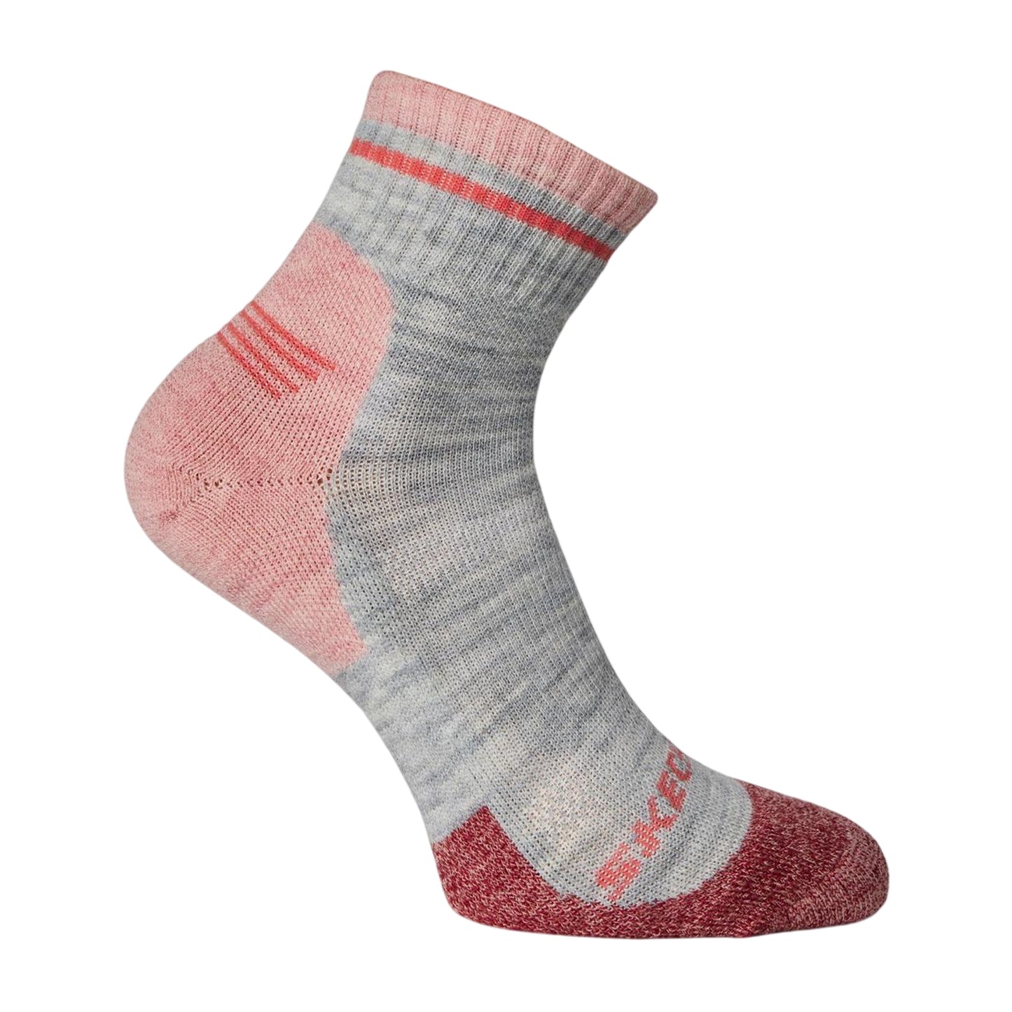 Grey-Pink - Back - Skechers Womens-Ladies Crew Socks (Pack of 2)