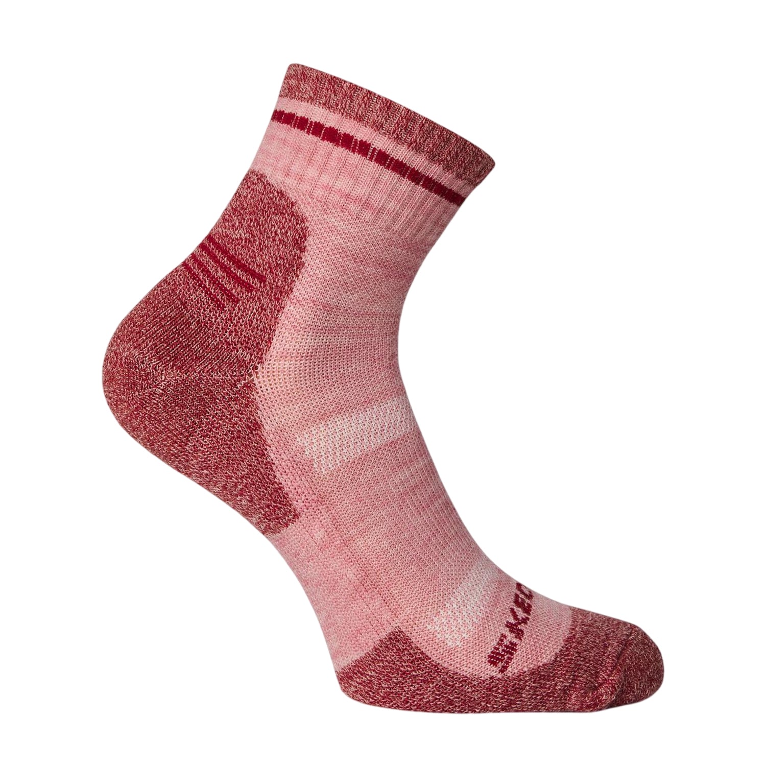 Grey-Pink - Side - Skechers Womens-Ladies Crew Socks (Pack of 2)