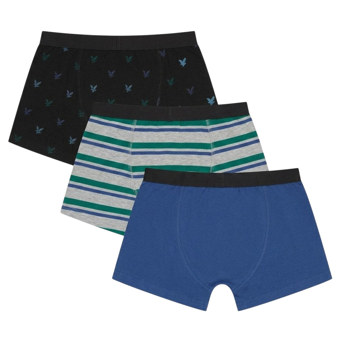 Blue - Back - Lyle & Scott Boys Boxer Shorts (Pack of 3)