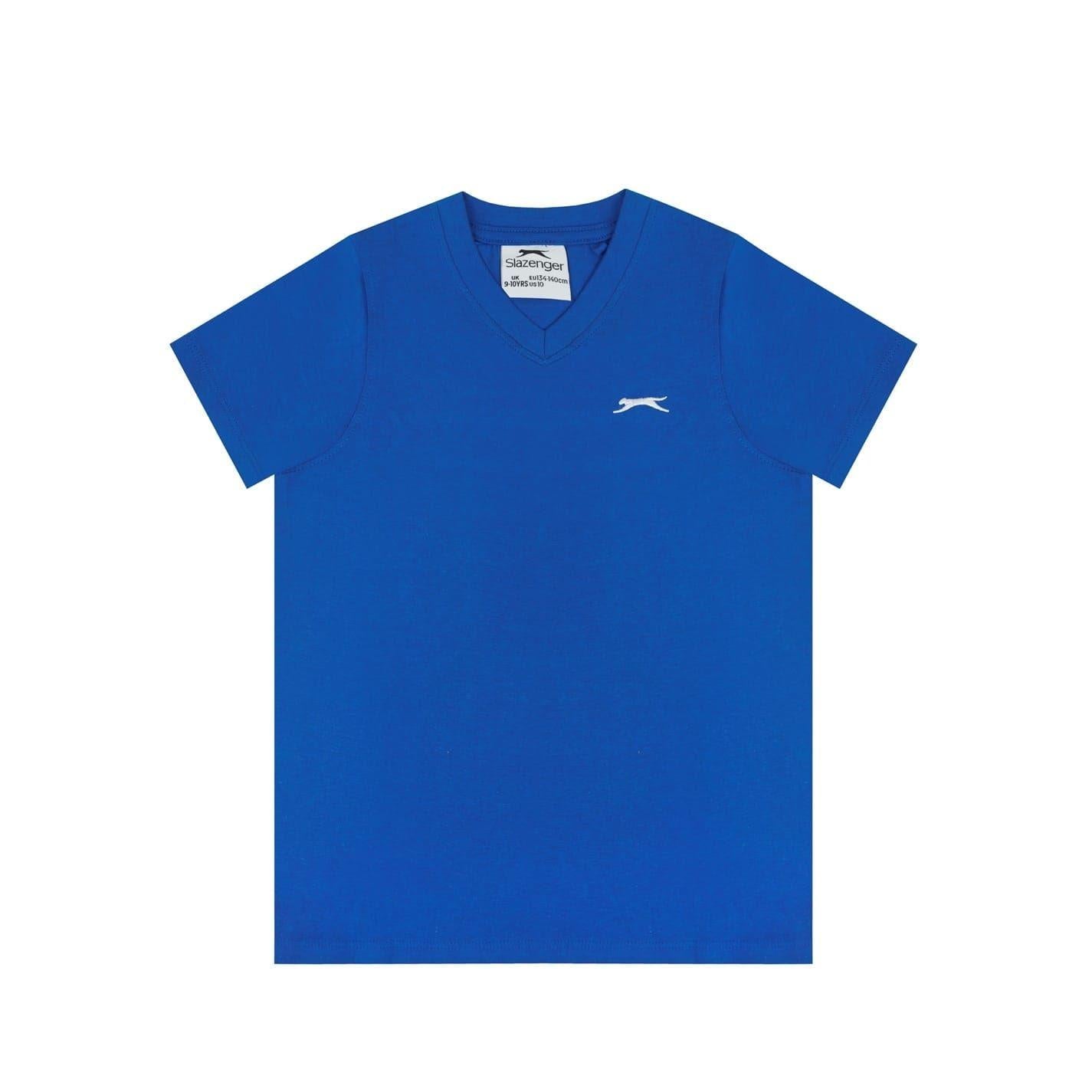 Royal Blue - Front - Slazenger Boys Logo Cotton V Neck T-Shirt