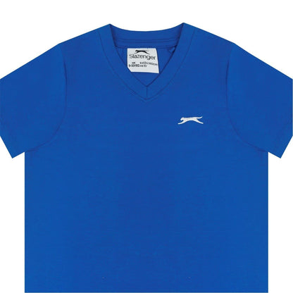 Royal Blue - Side - Slazenger Boys Logo Cotton V Neck T-Shirt