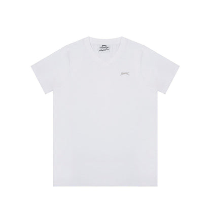 White - Front - Slazenger Boys Logo Cotton V Neck T-Shirt
