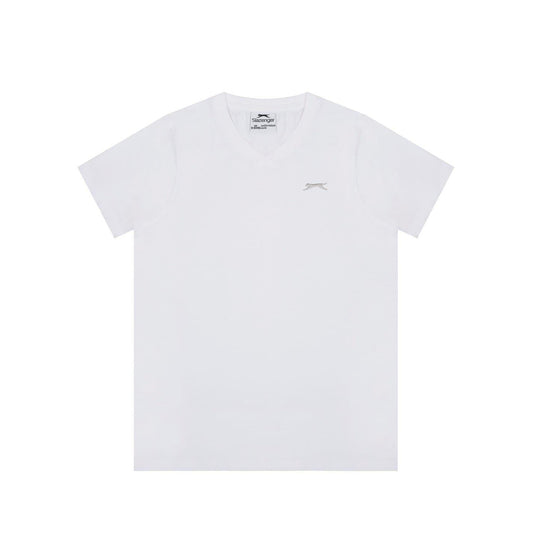 White - Front - Slazenger Boys Logo Cotton V Neck T-Shirt
