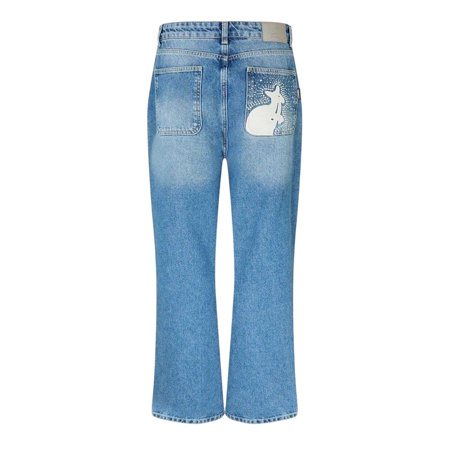 Blue - Back - Kangol Womens-Ladies Denim Patch Boyfriend Jeans