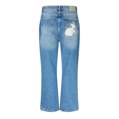 Blue - Back - Kangol Womens-Ladies Denim Patch Boyfriend Jeans