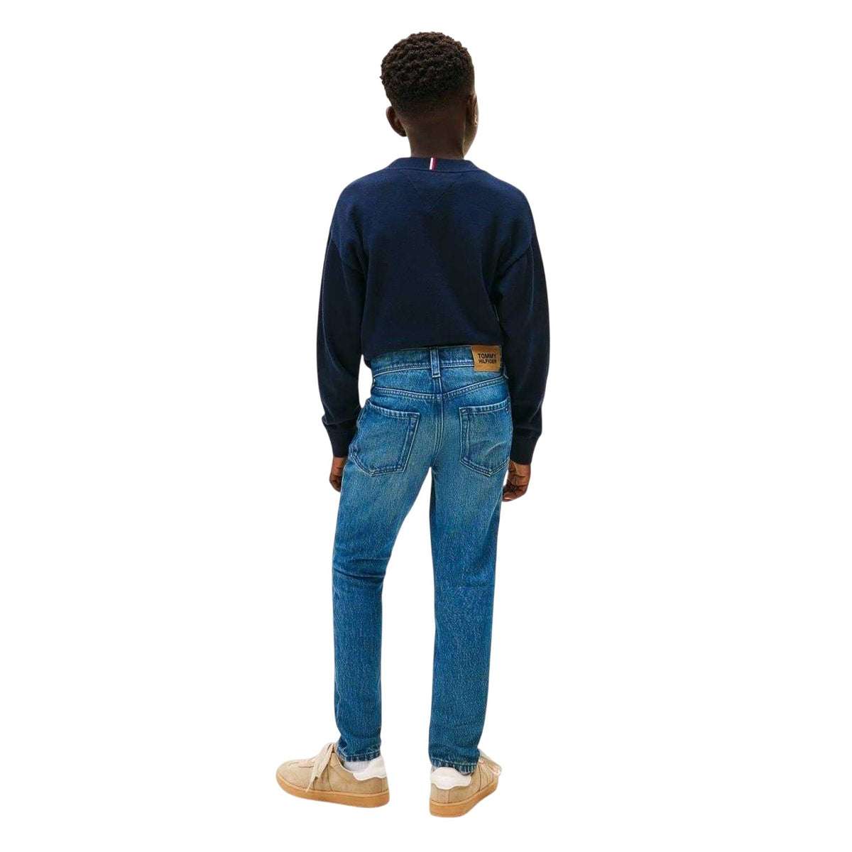 Mid Blue - Back - Tommy Hilfiger Boys Scanton 5 Pockets Jeans