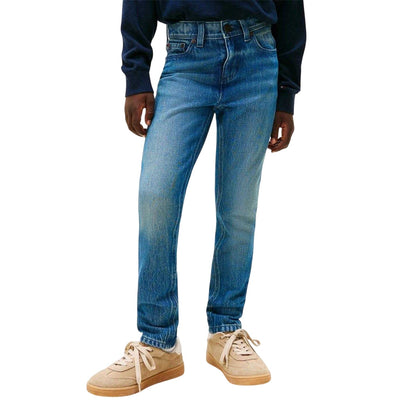 Mid Blue - Side - Tommy Hilfiger Boys Scanton 5 Pockets Jeans