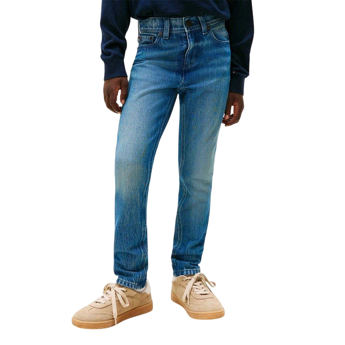 Mid Blue - Side - Tommy Hilfiger Boys Scanton 5 Pockets Jeans