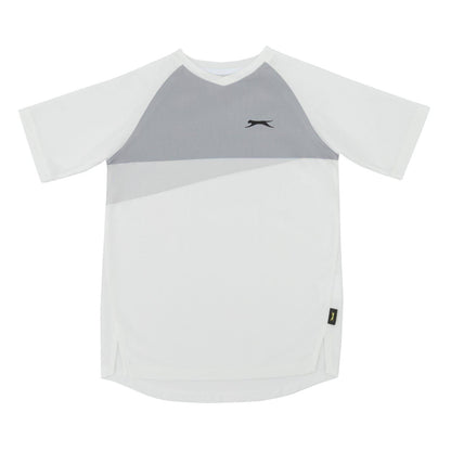 White - Front - Slazenger Childrens-Kids Court Colour Block Logo T-Shirt