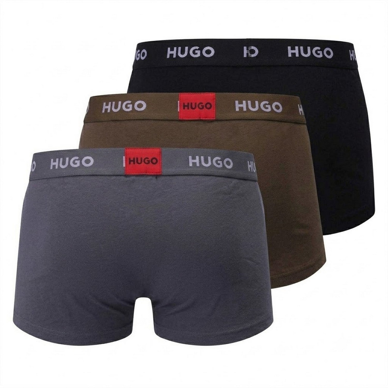 Multicoloured - Back - Hugo Mens Repeat Logo Stretch Boxer Shorts (Pack of 3)