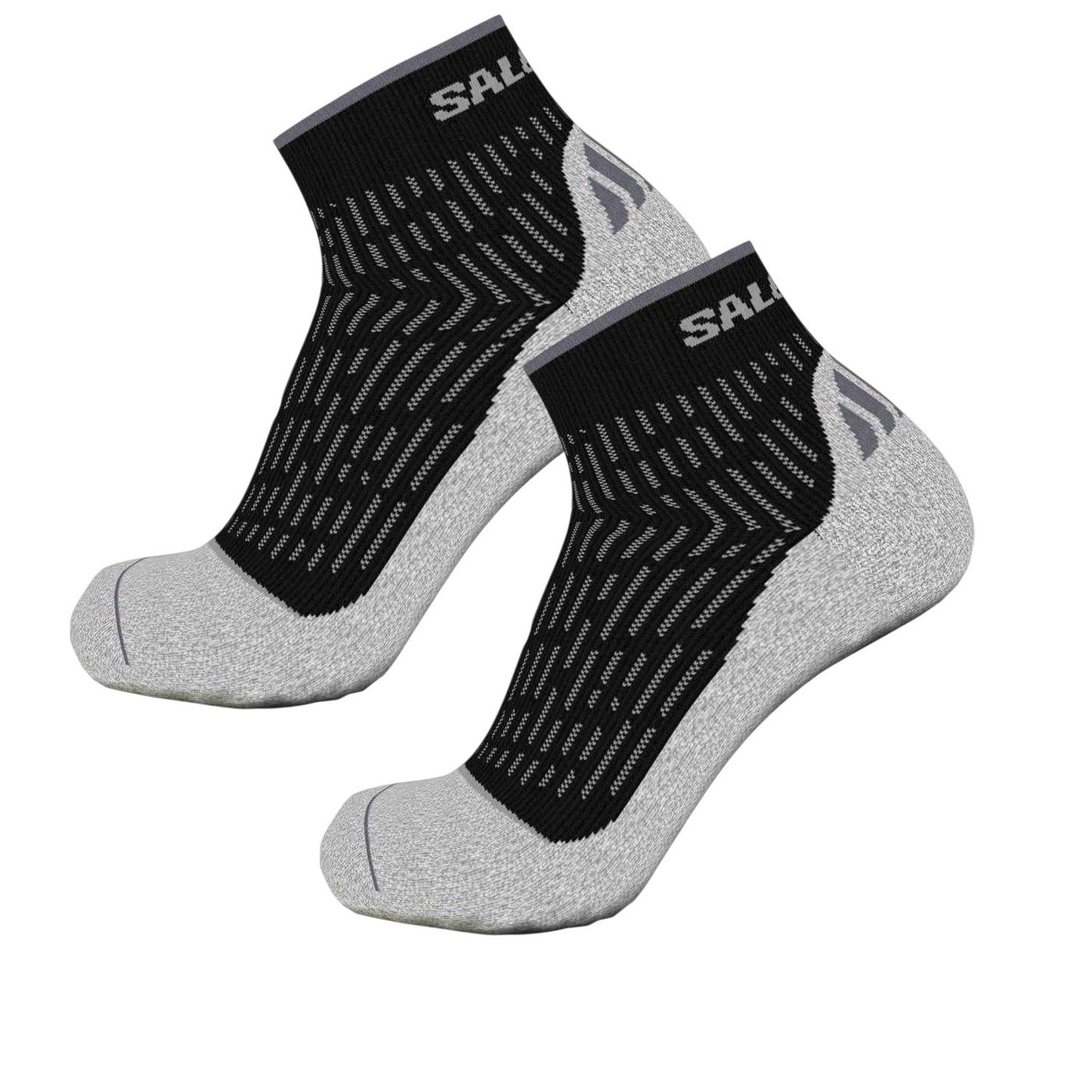 Black-Grey - Front - Salomon Mens Ultra Quarter Running Ankle Socks (Pack of 2)