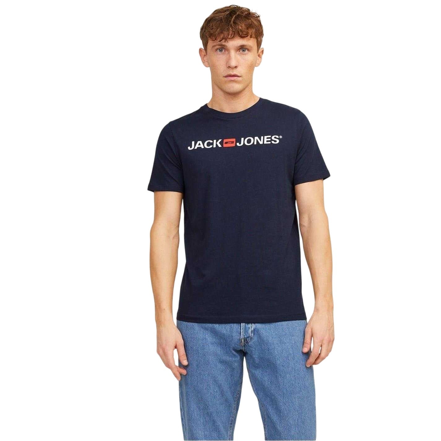 White-Black-Navy - Side - Jack And Jones Mens Logo T-Shirt (Pack of 3)