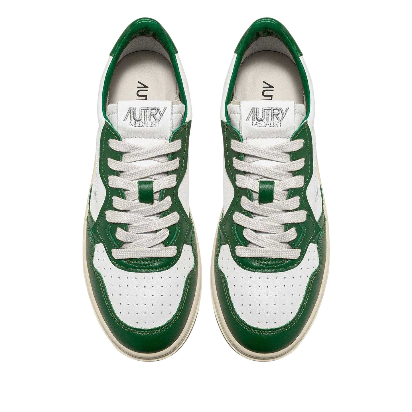 White-Green - Side - Autry Unisex Adult Medalist Leather Court Trainers