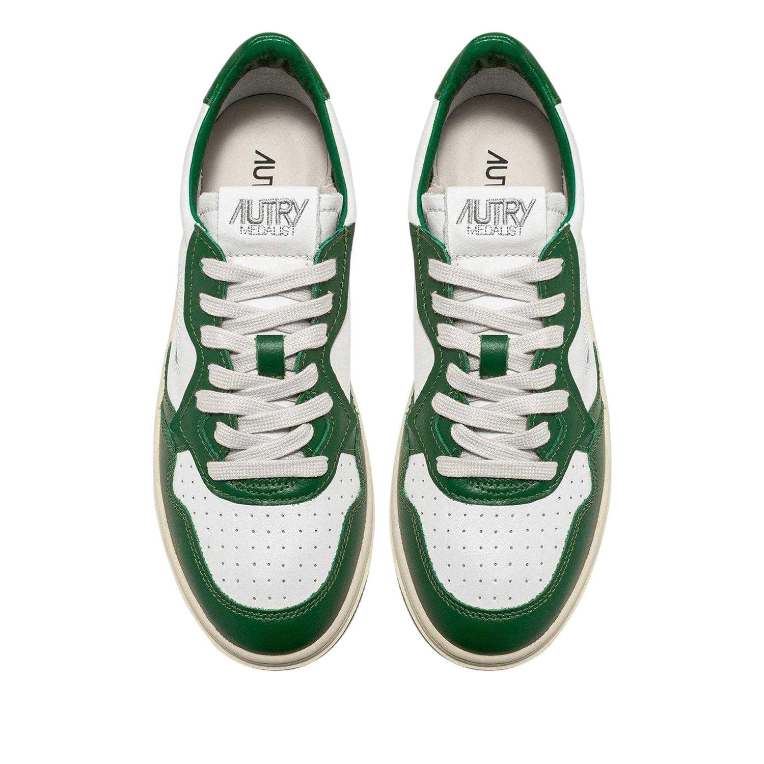 White-Green - Side - Autry Unisex Adult Medalist Leather Court Trainers