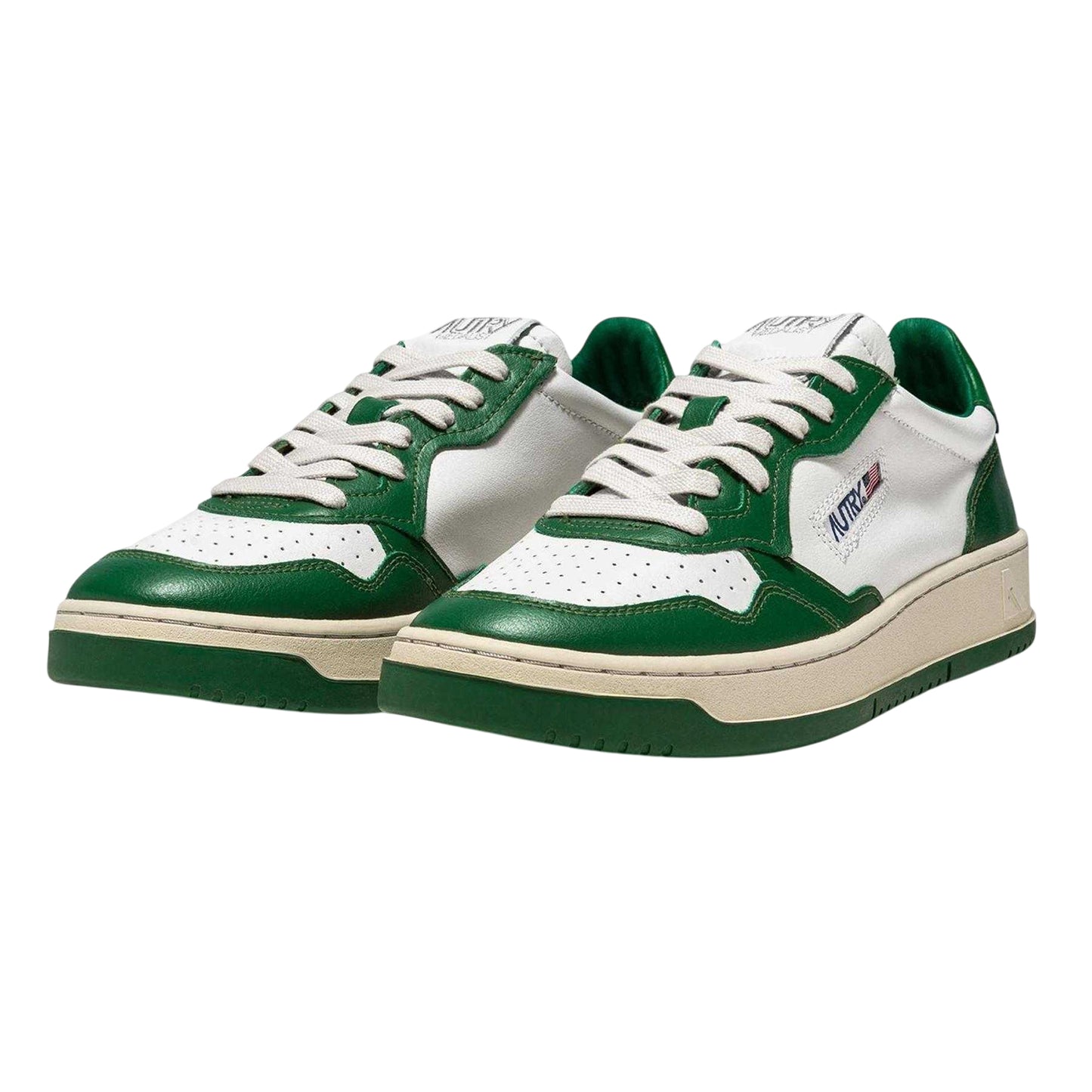 White-Green - Lifestyle - Autry Unisex Adult Medalist Leather Court Trainers