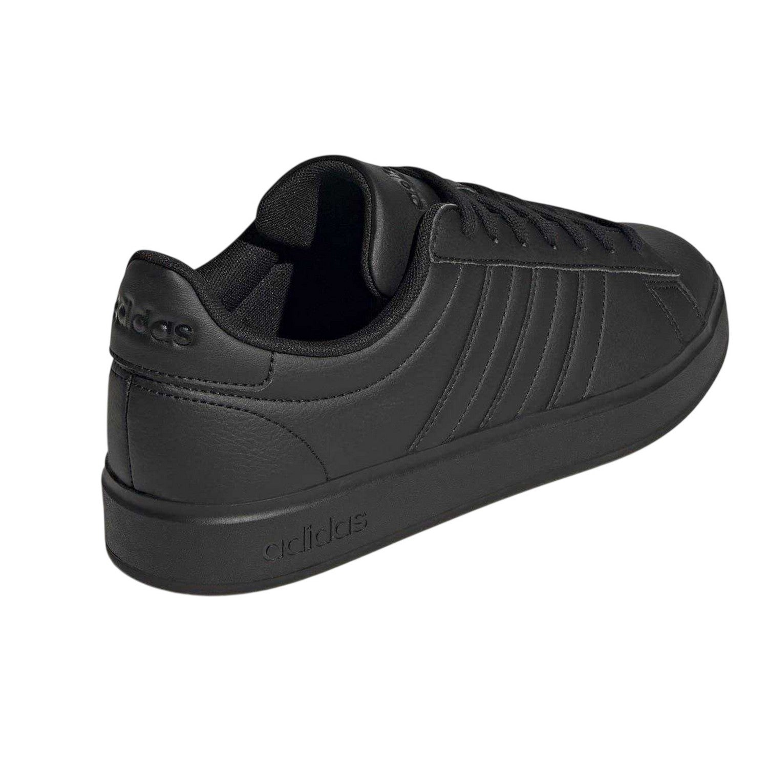 Triple Black - Back - Adidas Mens Grand Court Base 2.0 Flat Trainers