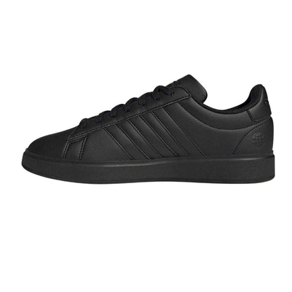 Triple Black - Side - Adidas Mens Grand Court Base 2.0 Flat Trainers