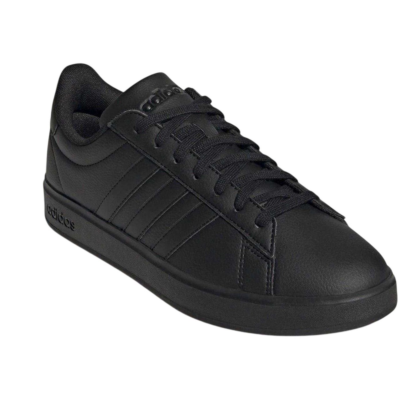 Triple Black - Pack Shot - Adidas Mens Grand Court Base 2.0 Flat Trainers