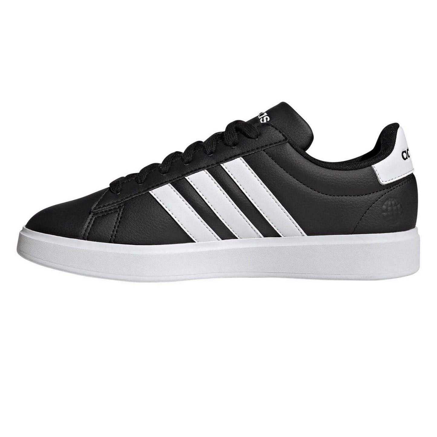 Black-White - Side - Adidas Mens Grand Court Base 2.0 Flat Trainers