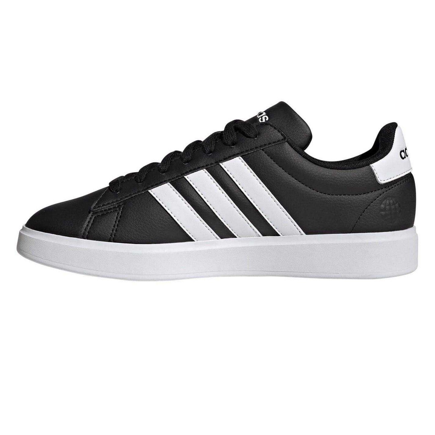 Black-White - Side - Adidas Mens Grand Court Base 2.0 Flat Trainers