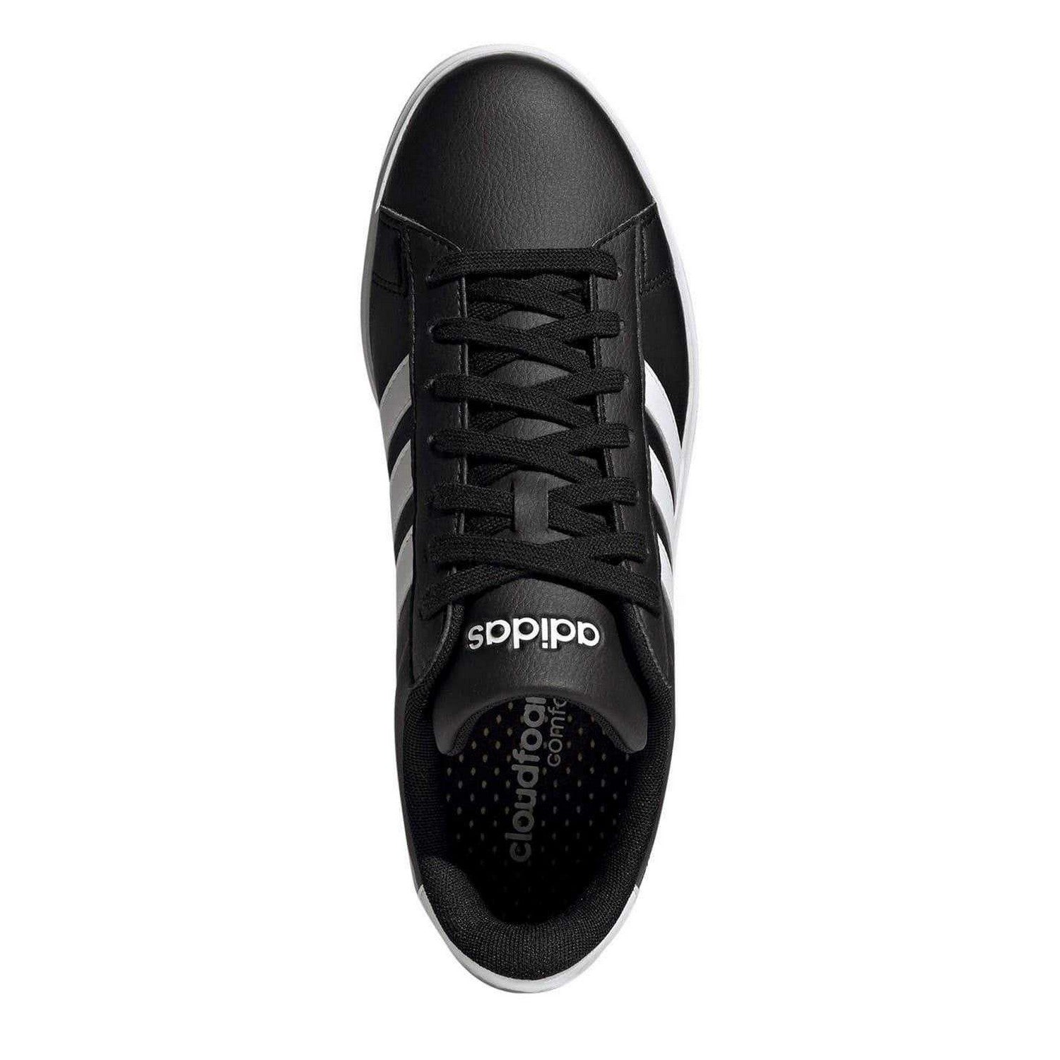 Black-White - Lifestyle - Adidas Mens Grand Court Base 2.0 Flat Trainers