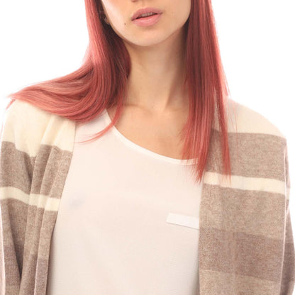 Beige - Side - Only Womens-Ladies Lesly Striped Open Cardigan