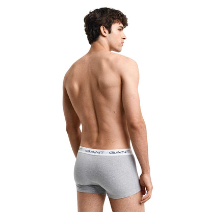 Grey - Back - Gant Mens Cotton Blend Slim Boxer Shorts (Pack of 3)