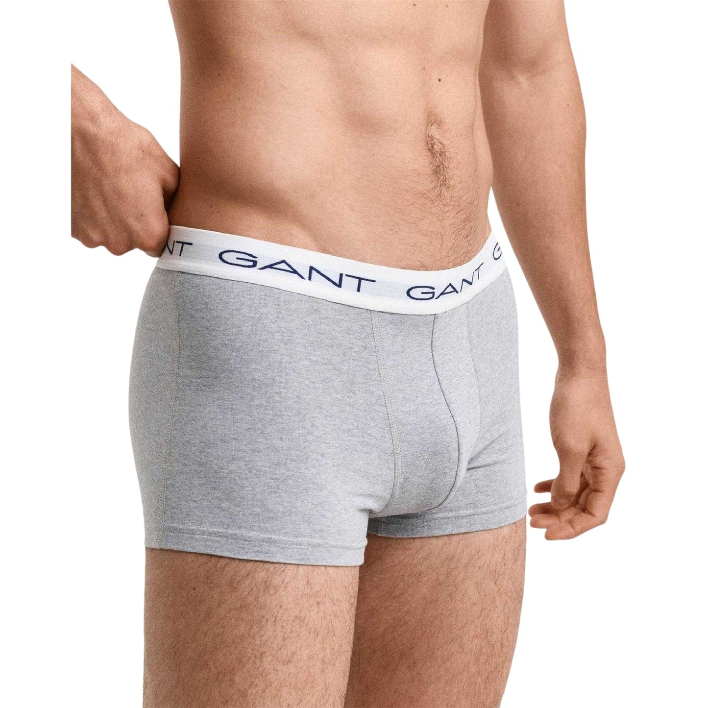 Grey - Side - Gant Mens Cotton Blend Slim Boxer Shorts (Pack of 3)