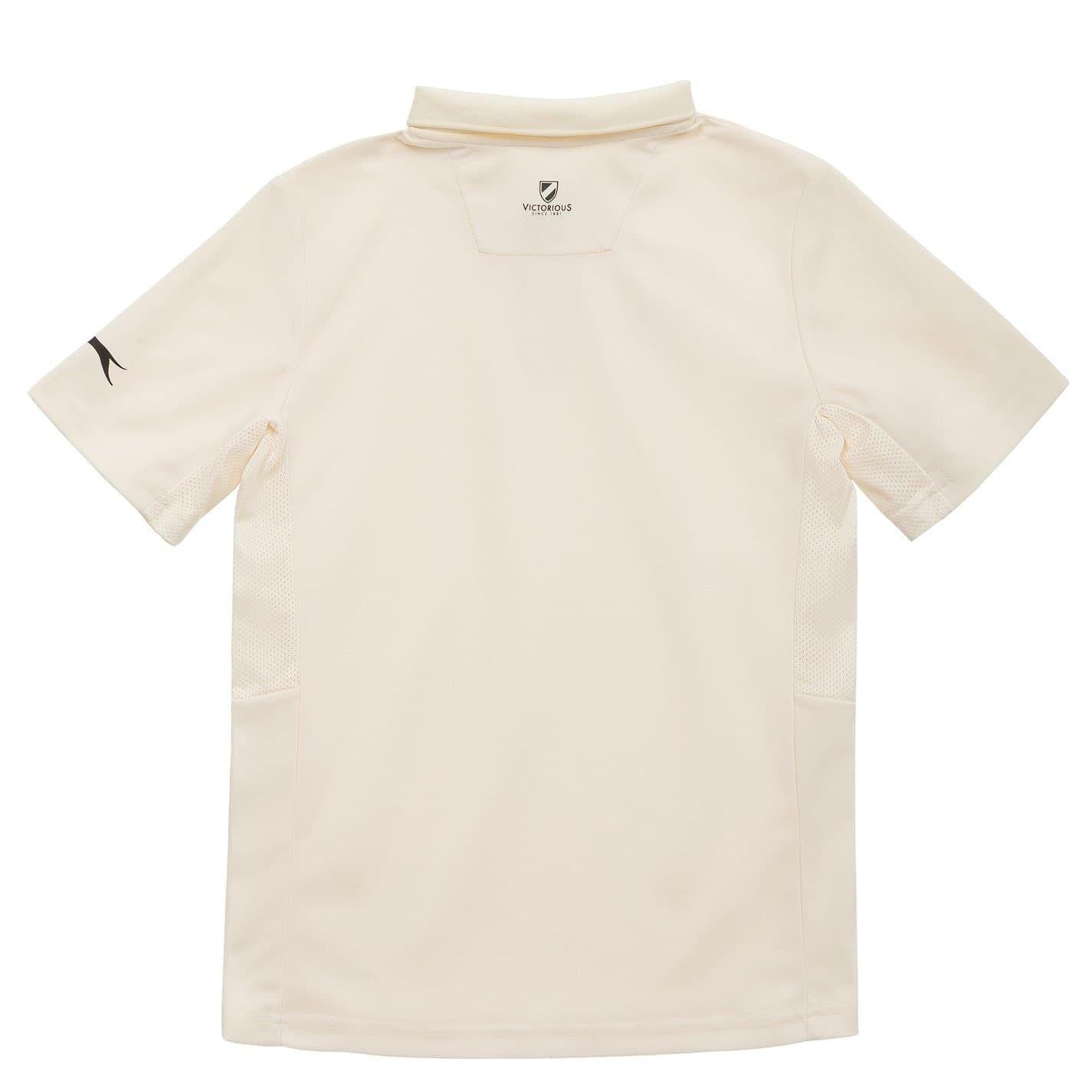 Cream - Back - Slazenger Boys Logo Cricket Shirt