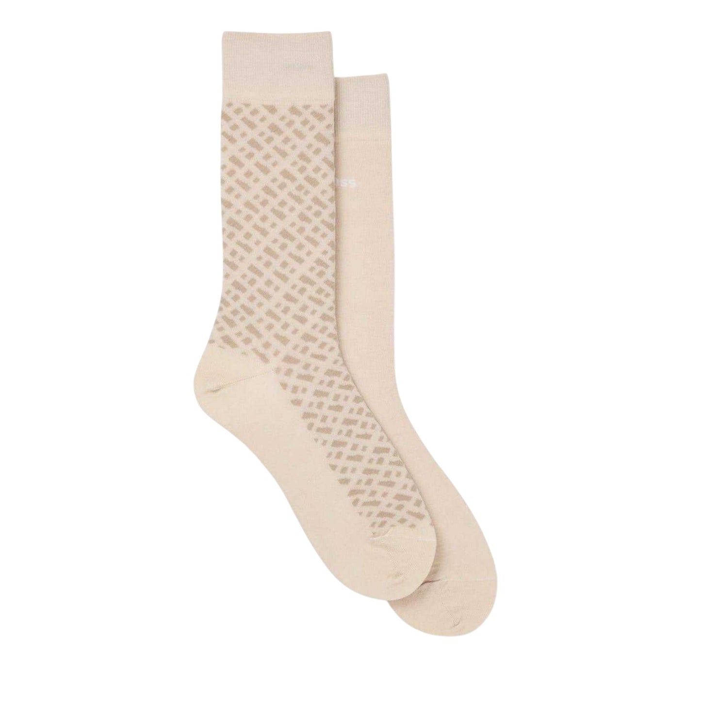 Light Beige - Front - Boss Mens Monogram Crew Socks