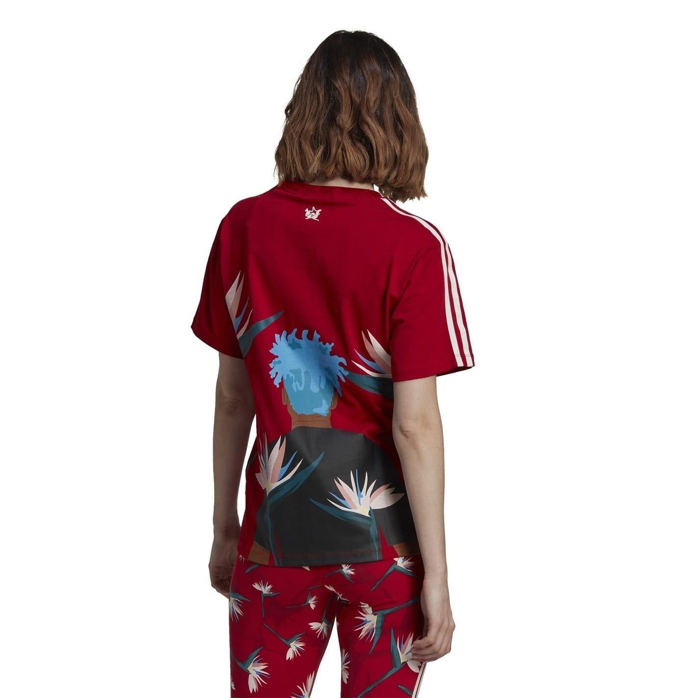 Red - Back - Adidas Womens-Ladies Thebe Magugu Single Jersey T-Shirt