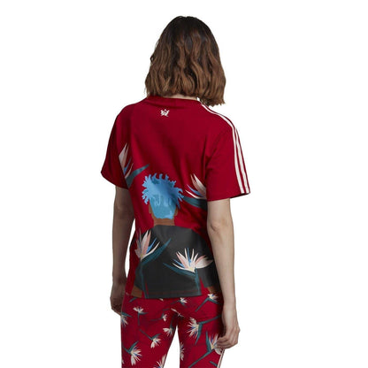 Red - Back - Adidas Womens-Ladies Thebe Magugu Single Jersey T-Shirt