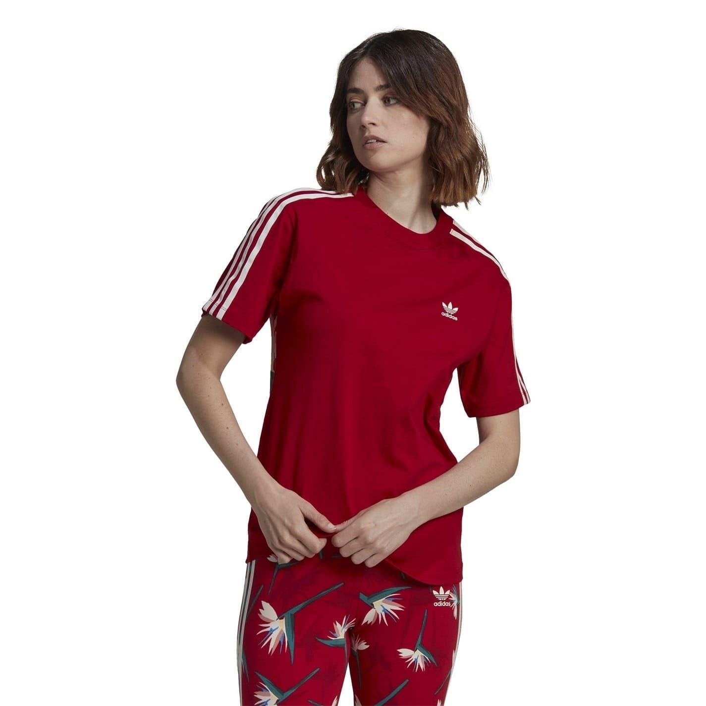 Red - Side - Adidas Womens-Ladies Thebe Magugu Single Jersey T-Shirt