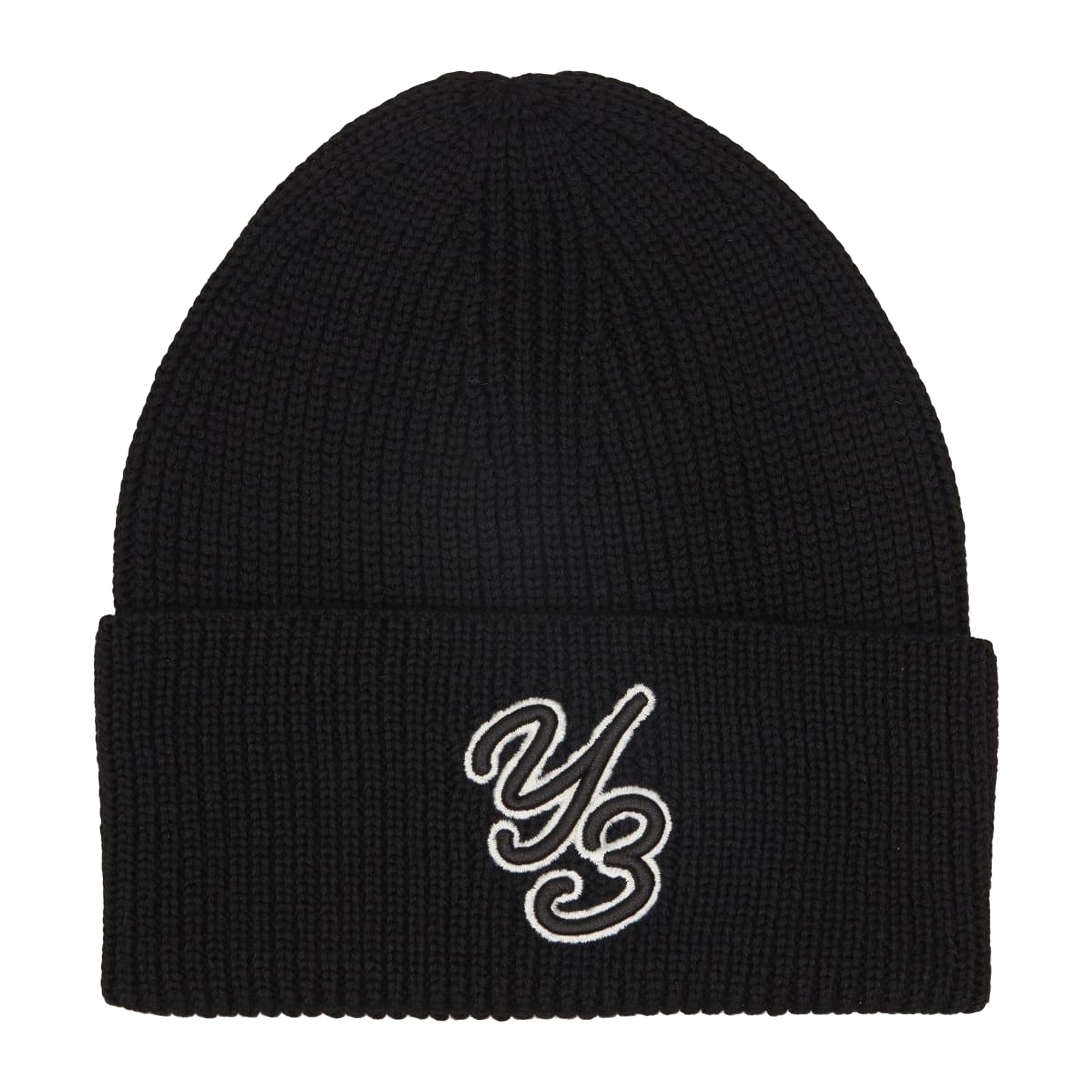 Black - Front - Y-3 Logo Wool Beanie