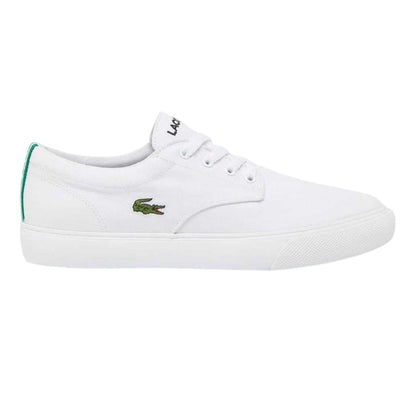 White - Front - Lacoste Mens Canvas Grip Flat Trainers