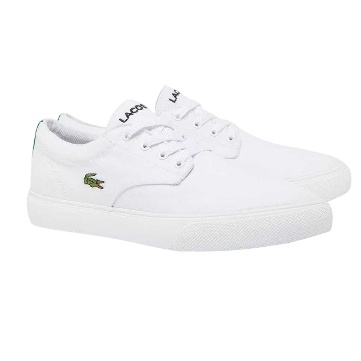 White - Lifestyle - Lacoste Mens Canvas Grip Flat Trainers