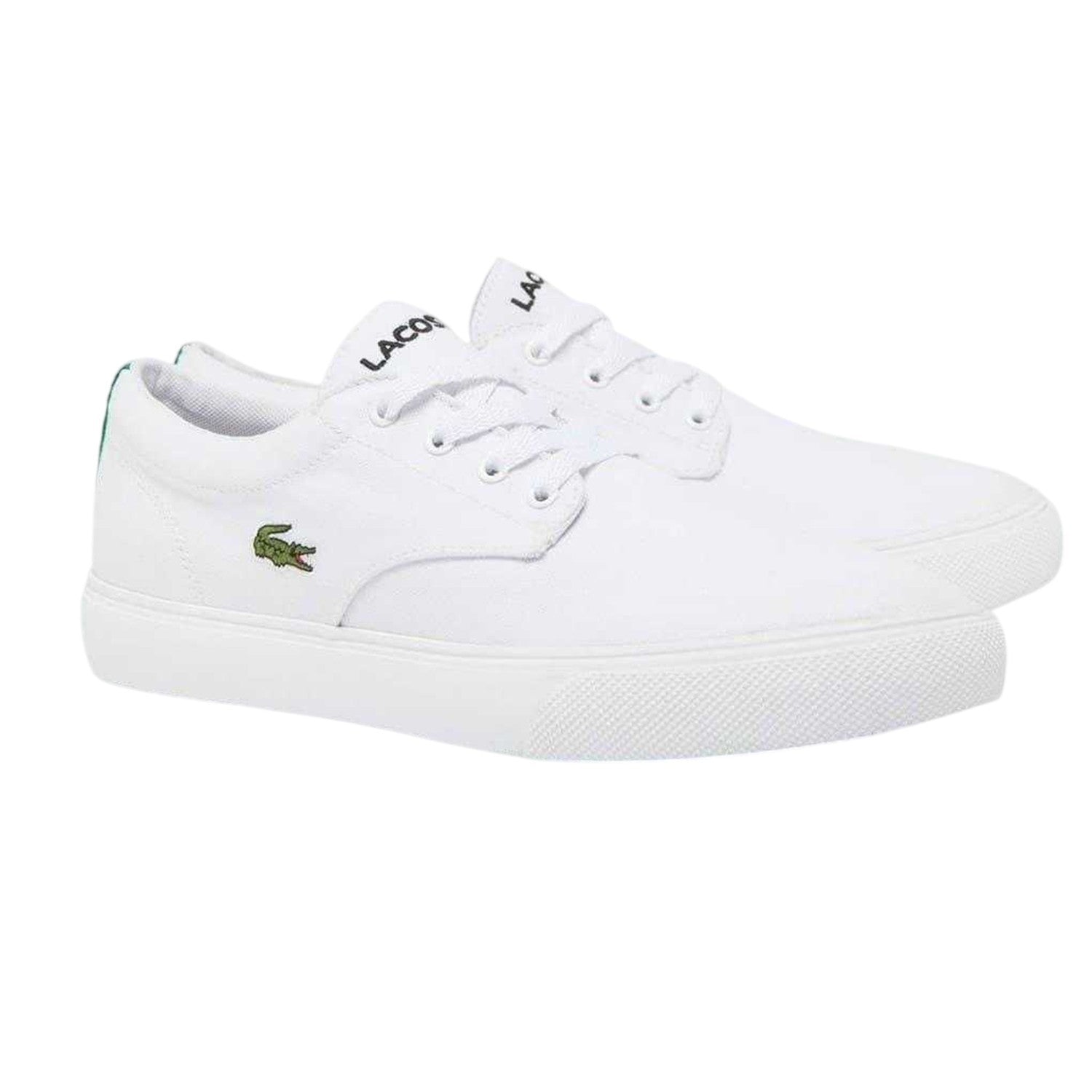 White - Lifestyle - Lacoste Mens Canvas Grip Flat Trainers