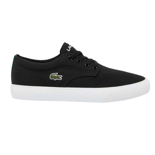 Black - Front - Lacoste Mens Canvas Grip Flat Trainers