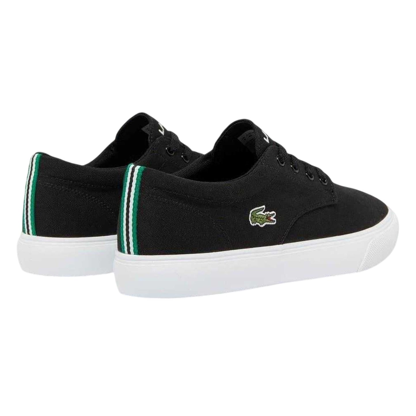 Black - Side - Lacoste Mens Canvas Grip Flat Trainers