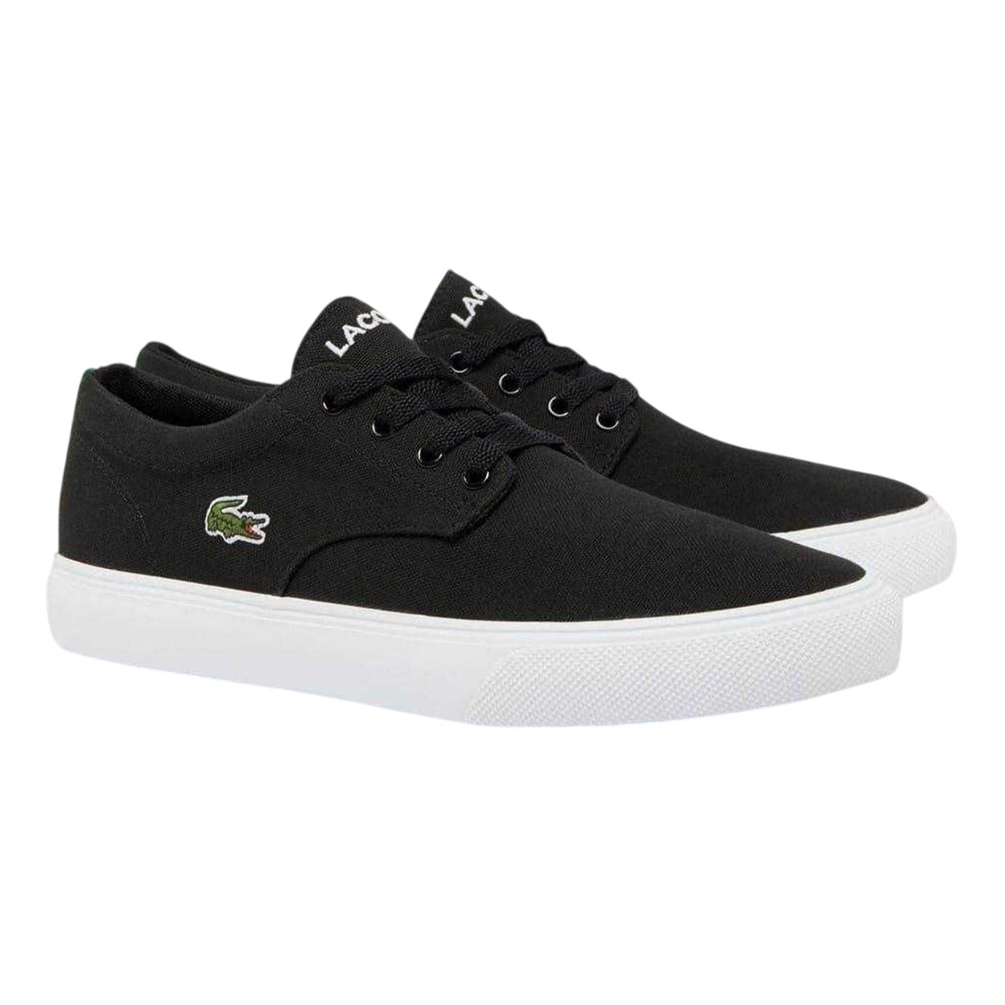 Black - Lifestyle - Lacoste Mens Canvas Grip Flat Trainers