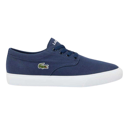 Navy - Front - Lacoste Mens Canvas Grip Flat Trainers